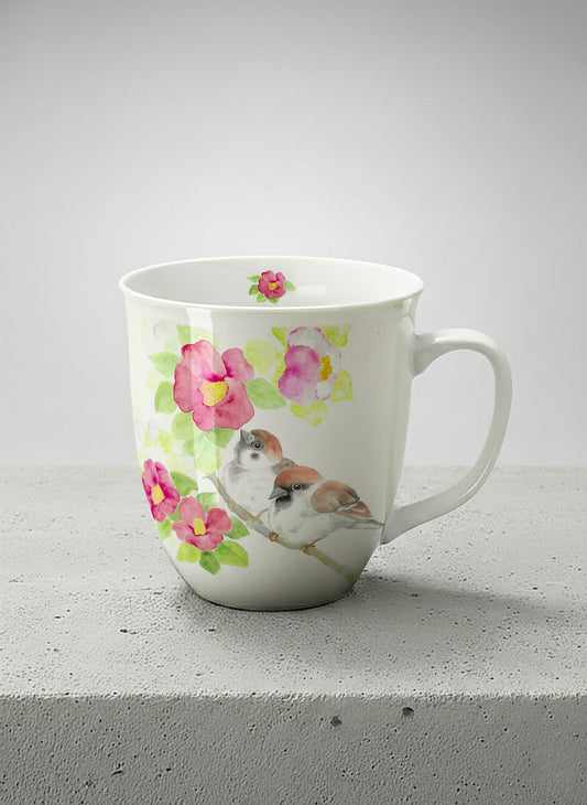 ronny mug | Joy Upon the Blossoming Branch ceramic mug front view