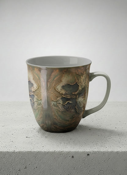 Ronny Mug | Memories of The Soul mug featuring abstract earth tones and natural patterns by Mersedes Mein - Gallery By Inhesion