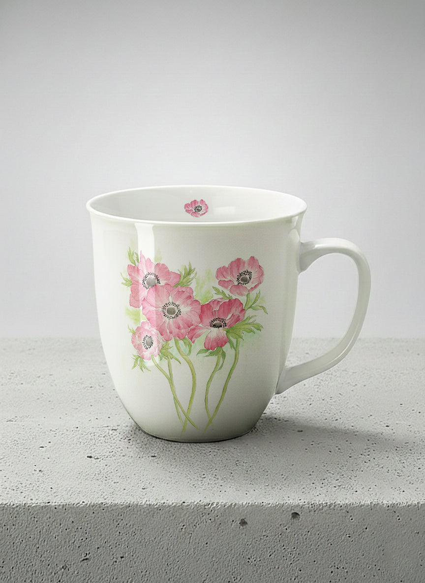 Ronny Mug | Dancing in Spring mug showing delicate pink flowers by Alice Wong - Gallery By Inhesion