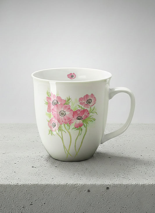 Ronny Mug | Dancing in Spring mug showing delicate pink flowers by Alice Wong - Gallery By Inhesion