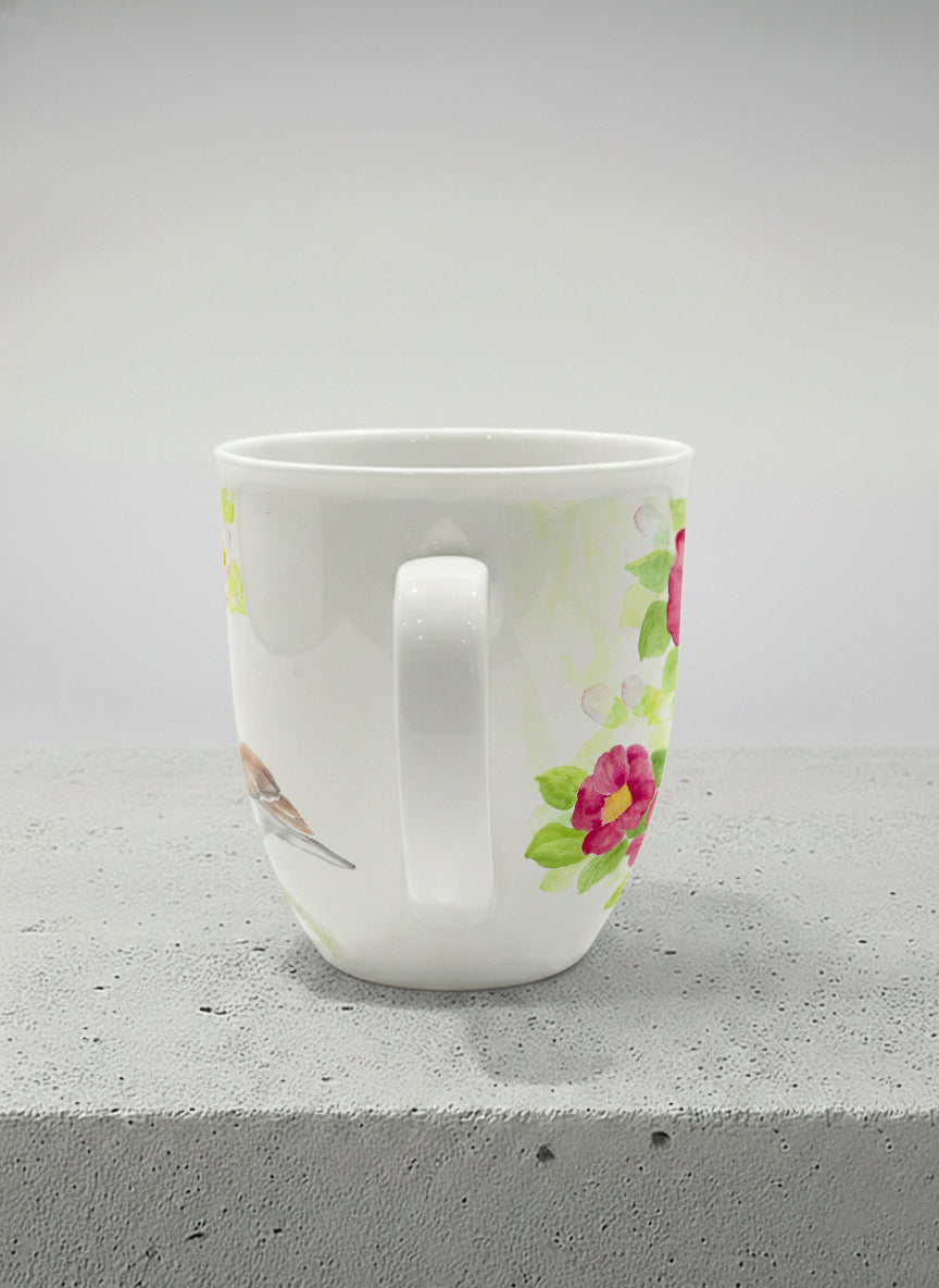 Ronny mug | Joy Upon the Blossoming Branch ceramic side view mug front view