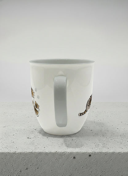 ronny mug | By Your Side mug with two cats and paw prints, by Hyun Jung Cho- Gallery By Inhesion