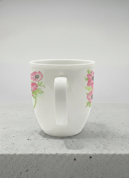 Ronny Mug | Dancing in Spring side view mug showing delicate pink flowers by Alice Wong - Gallery By Inhesion