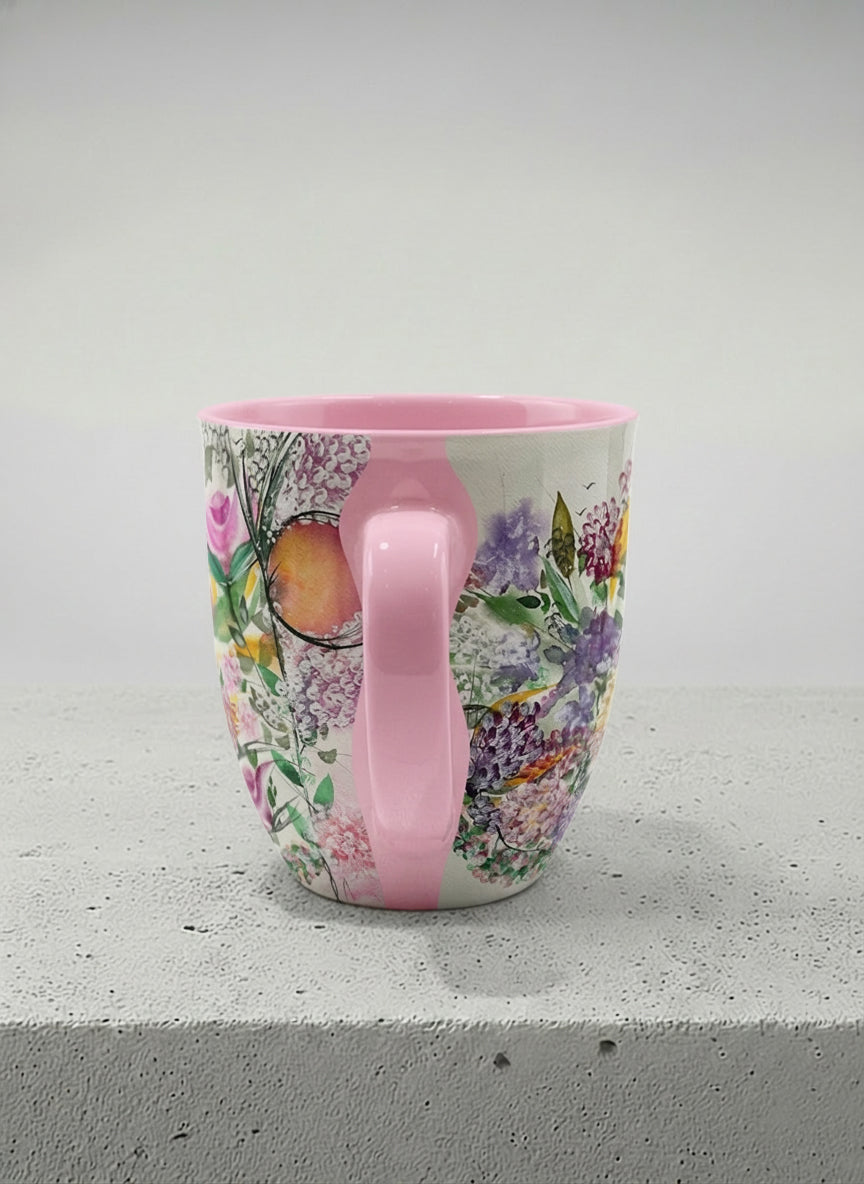 Ronny Mug | Sweetest Symphony side view mug showing beautiful floral designs by Renee Pupetz - Gallery By Inhesion