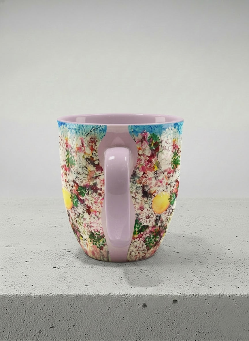 ronny mug | Morning Blossoms side view  mug with floral design by Renee Pupetz - Gallery By Inhesion