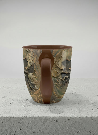 Ronny Mug | Memories of The Soul side view mug featuring abstract earth tones and natural patterns by Mersedes Mein - Gallery By Inhesion