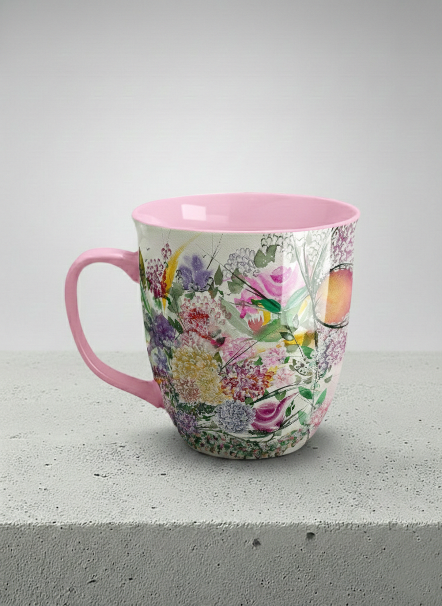 Ronny Mug | Sweetest Symphony left view mug showing beautiful floral designs by Renee Pupetz - Gallery By Inhesion