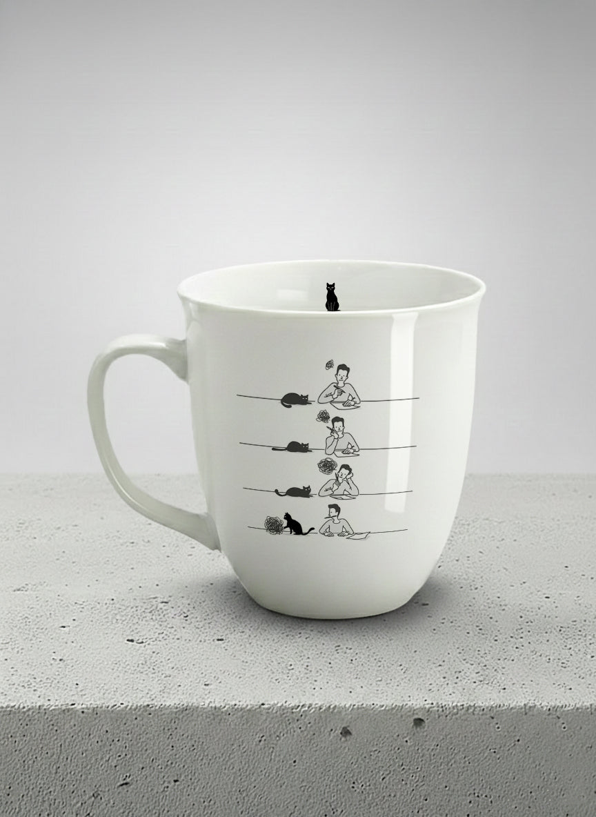 Ronny Mug | A Purrfect idea mug left side view with cat comic by Tang Yau Hoong - Gallery By Inhesion