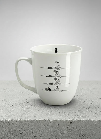 Ronny Mug | A Purrfect idea mug left side view with cat comic by Tang Yau Hoong - Gallery By Inhesion