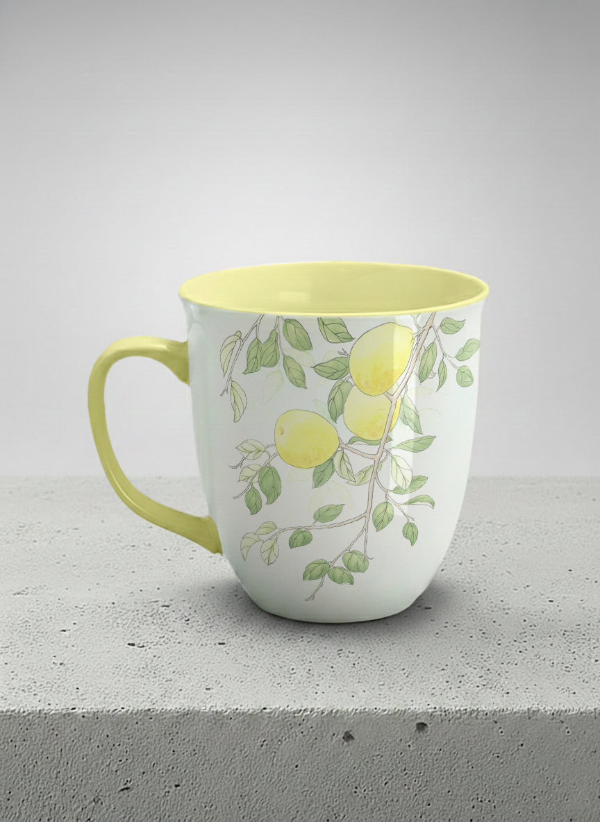 Ronny Mug | Refreshing Pears left view mug with watercolor yellow pears by Alice Wong - Gallery By Inhesion