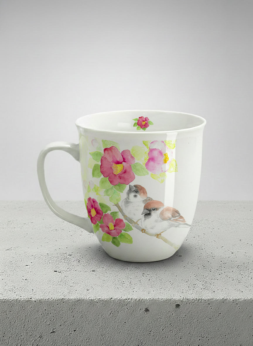 Ronny mug | Joy Upon the Blossoming Branch ceramic left view mug front view