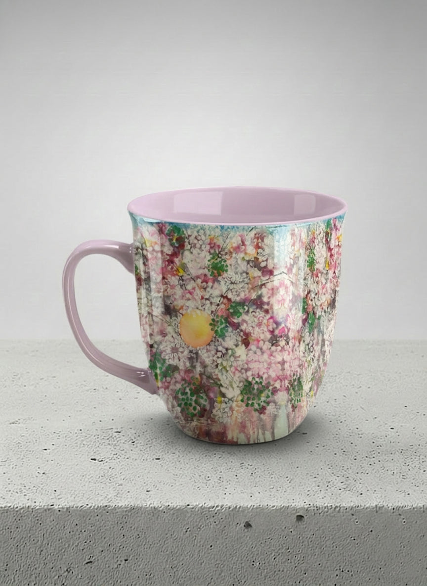 ronny mug | Morning Blossoms left view  mug with floral design by Renee Pupetz - Gallery By Inhesion