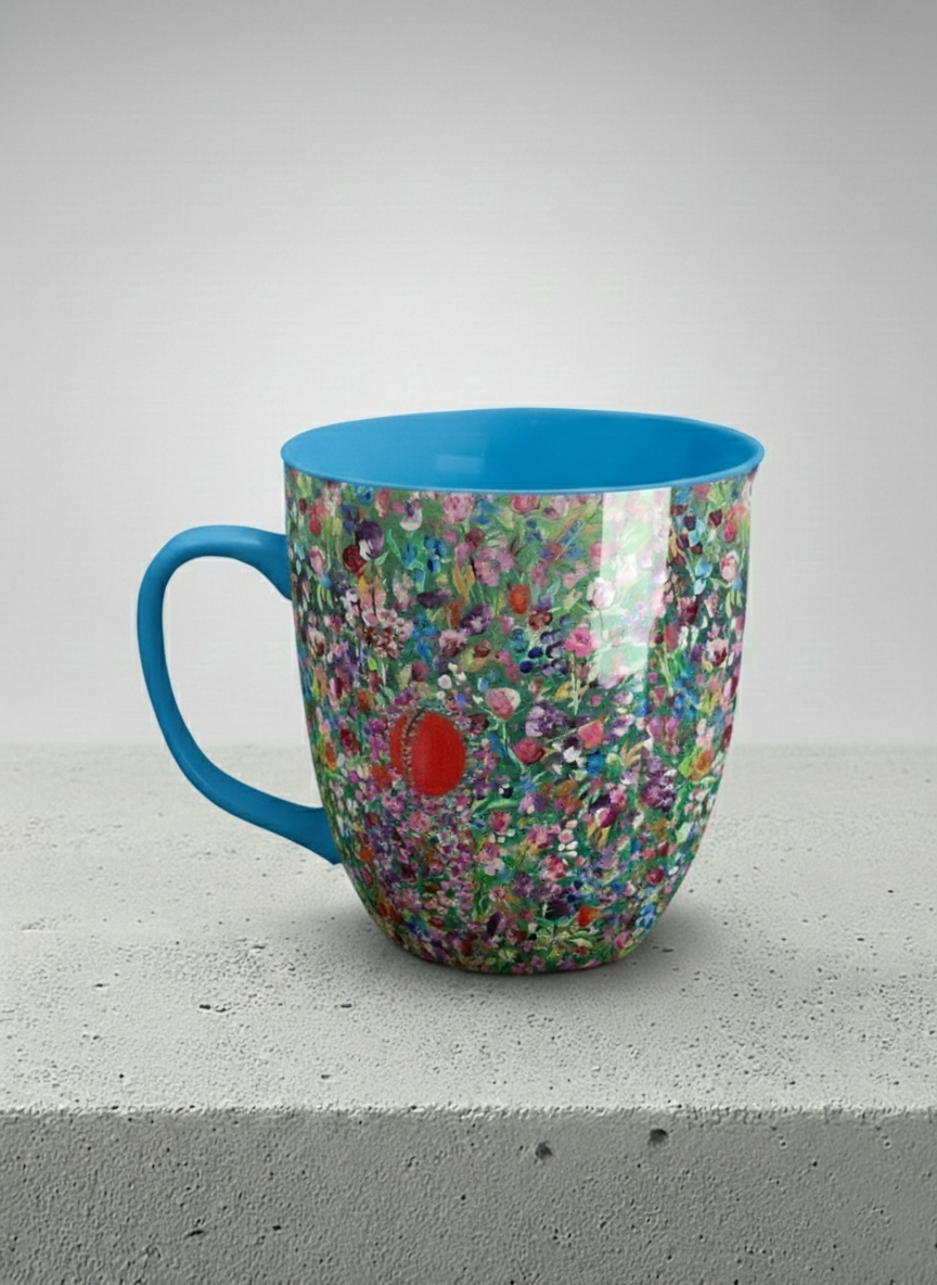 ronny Mug | Eye Candy left view mug showing vibrant floral patterns design by Renee Pupetz - Gallery By Inhesion