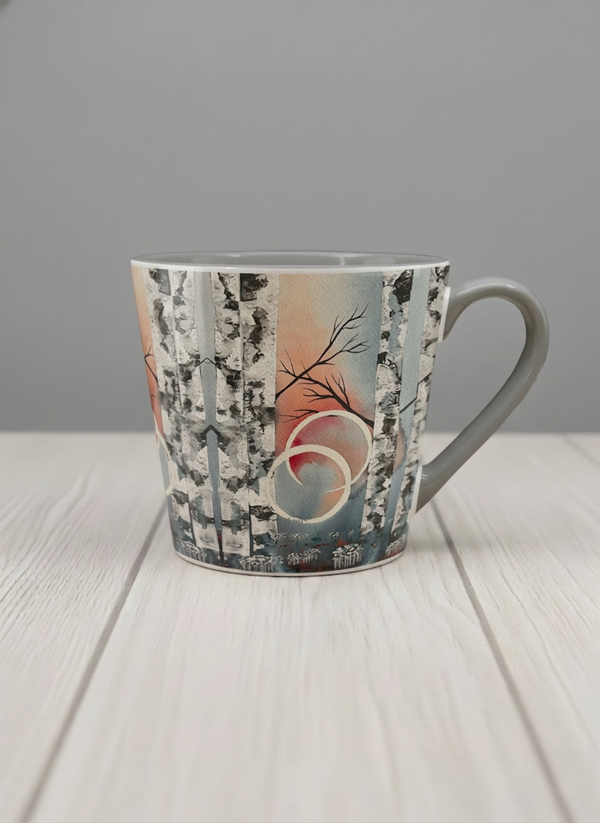 Conical Mug | Rings of Light mug with sun and tree, and soft pastel colors design by Renee Pupetz - Gallery By Inhesion