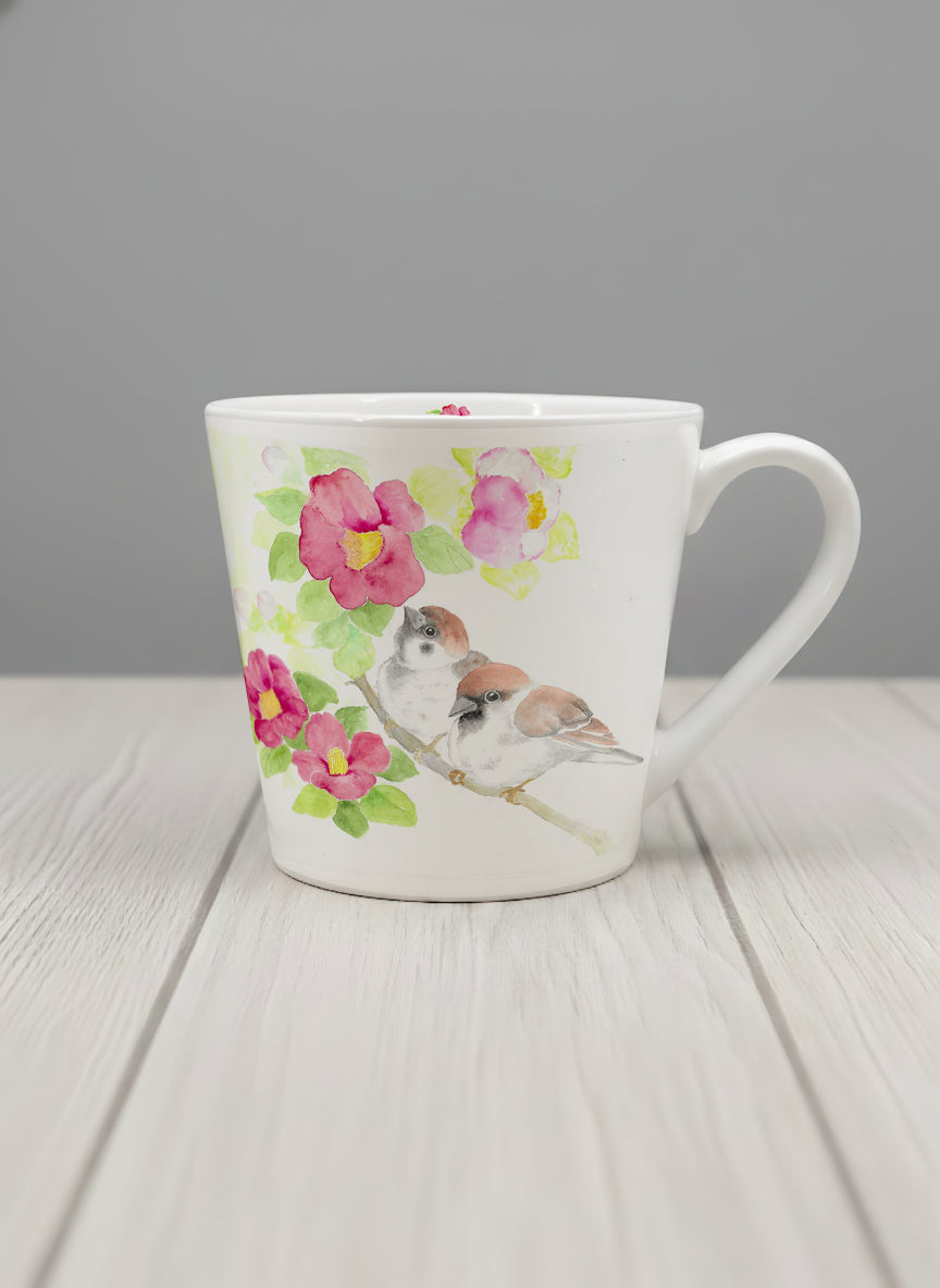 Conical mug | Joy Upon the Blossoming Branch ceramic mug front view