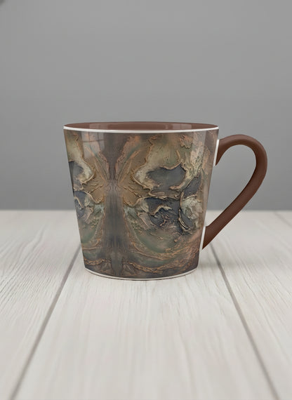Conical Mug | Memories of The Soul mug featuring abstract earth tones and natural patterns by Mersedes Mein - Gallery By Inhesion