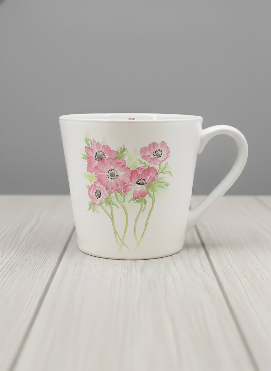 Conical Mug | Dancing in Spring mug showing delicate pink flowers by Alice Wong - Gallery By Inhesion