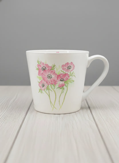 Conical Mug | Dancing in Spring mug showing delicate pink flowers by Alice Wong - Gallery By Inhesion