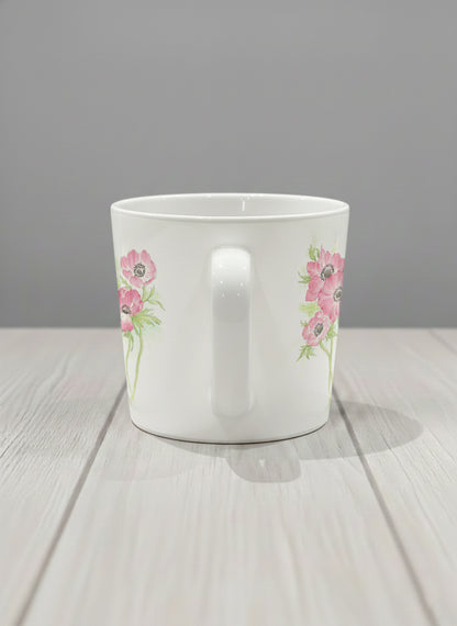 Conical Mug | Dancing in Spring side view mug showing delicate pink flowers by Alice Wong - Gallery By Inhesion