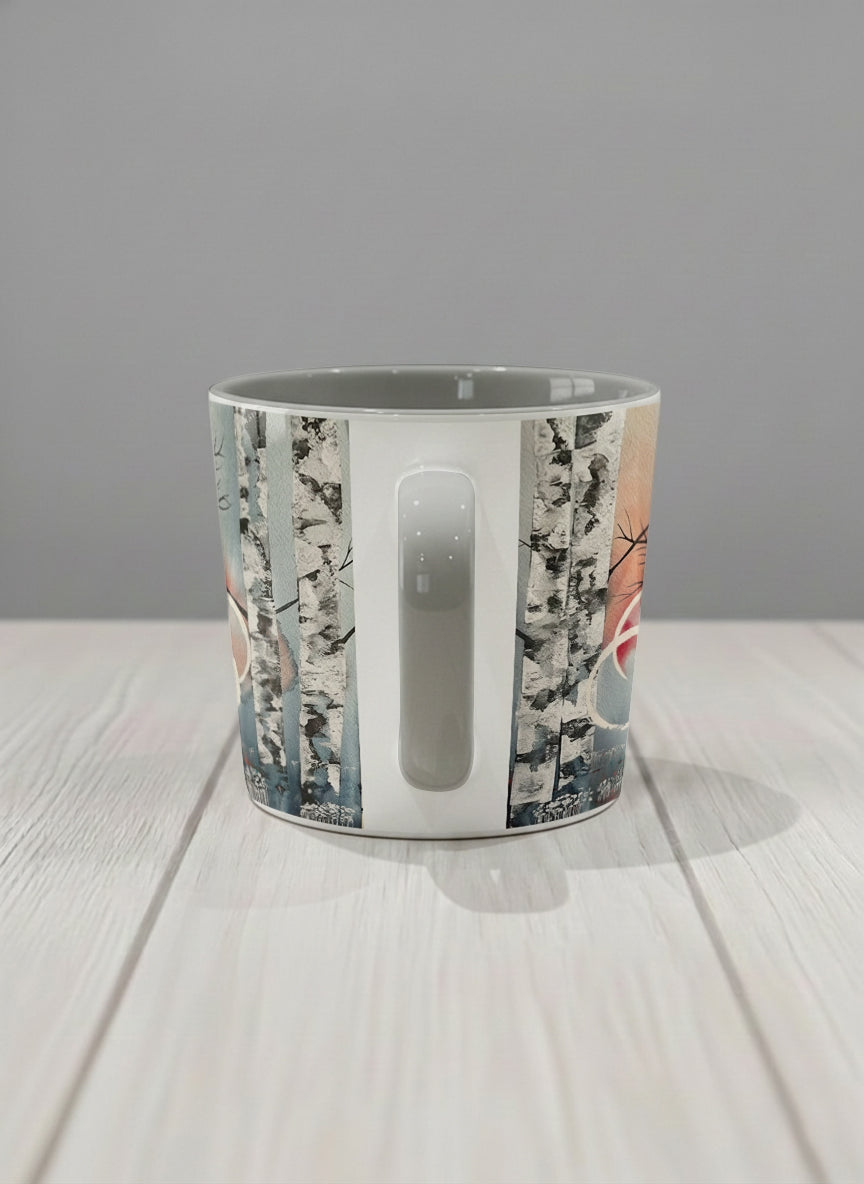 Conical Mug | Rings of Light side view mug with sun and tree, and soft pastel colors design by Renee Pupetz - Gallery By Inhesion