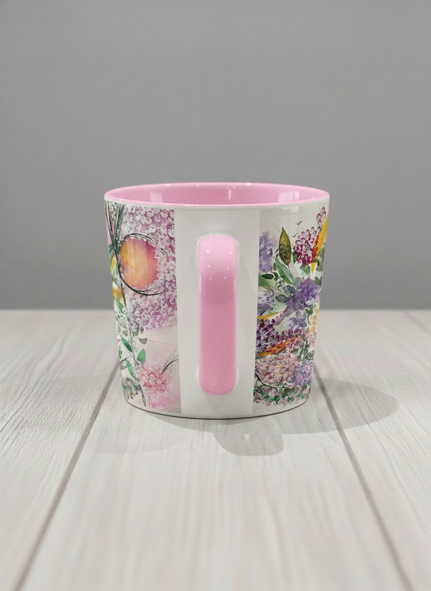 Conical Mug | Sweetest Symphony side view mug showing beautiful floral designs by Renee Pupetz - Gallery By Inhesion