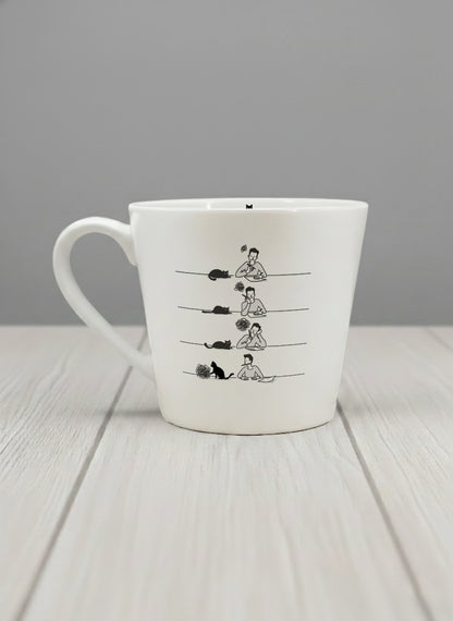 Conical Mug | A Purrfect idea left view mug with cat comic by Tang Yau Hoong - Gallery By Inhesion