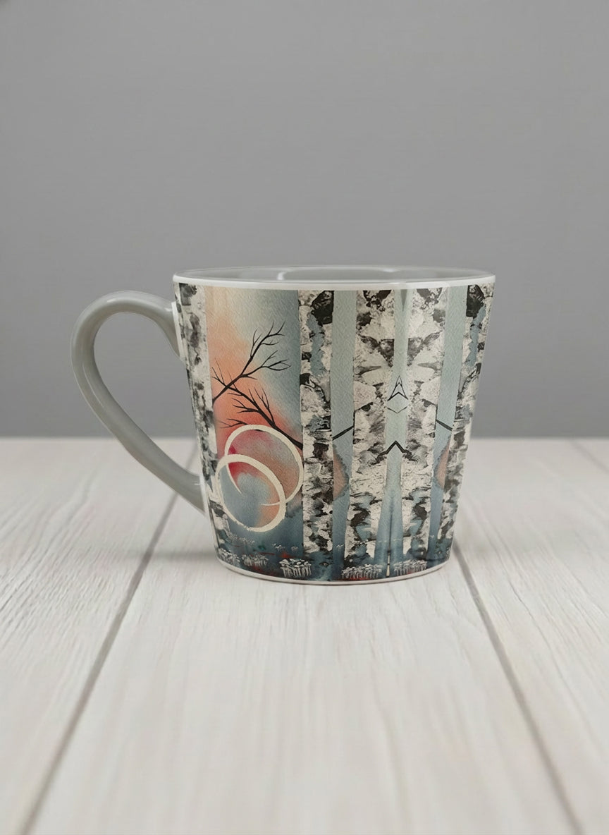 Conical Mug | Rings of Light left view mug with sun and tree, and soft pastel colors design by Renee Pupetz - Gallery By Inhesion