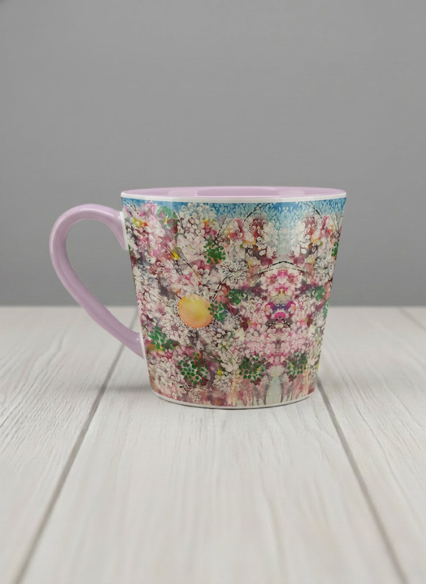 Conical Mug | Morning Blossoms left view mug with floral design by Renee Pupetz - Gallery By Inhesion