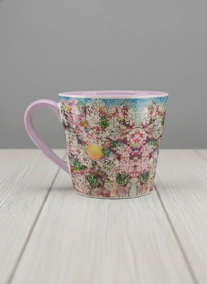 Conical Mug | Morning Blossoms left view mug with floral design by Renee Pupetz - Gallery By Inhesion