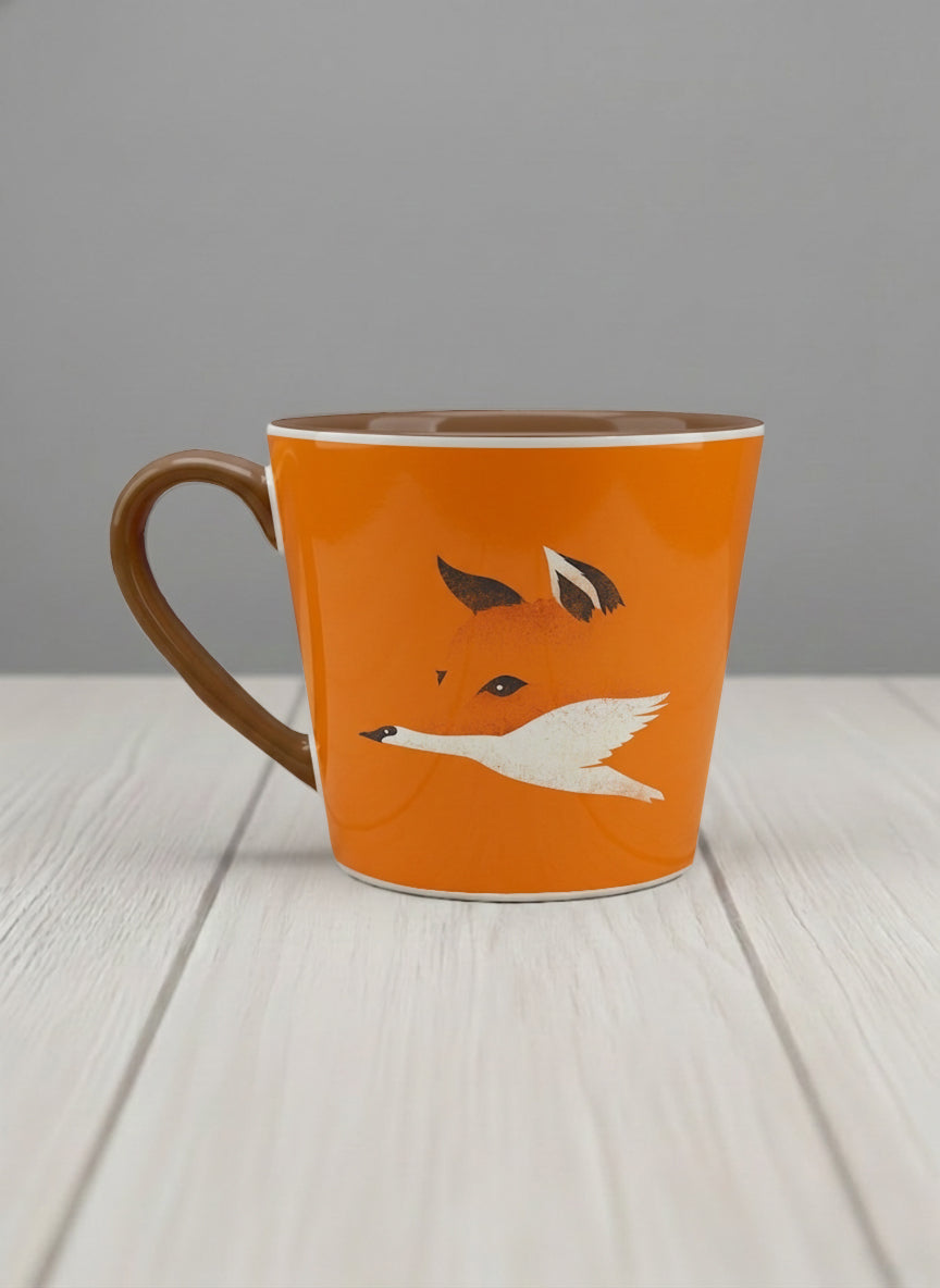 Conical Mug | Flying Fox left view mug with whimsical flying fox-swan illustration by Tang Yau Hoong - Gallery By Inhesion