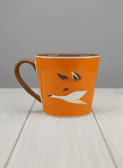 Conical Mug | Flying Fox left view mug with whimsical flying fox-swan illustration by Tang Yau Hoong - Gallery By Inhesion