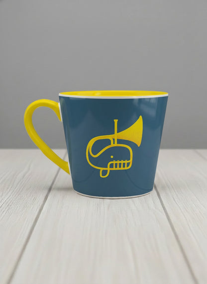 Conical Mug | Whale Song left view mug with a simple, bold yellow whale illustration by Tang Yau Hoong - Gallery By Inhesion