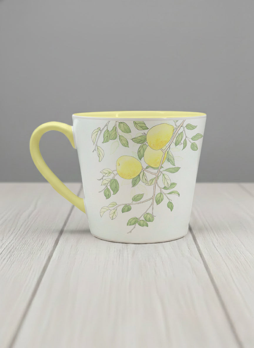 Conical Mug | Refreshing Pears left view mug with watercolor yellow pears by Alice Wong - Gallery By Inhesion