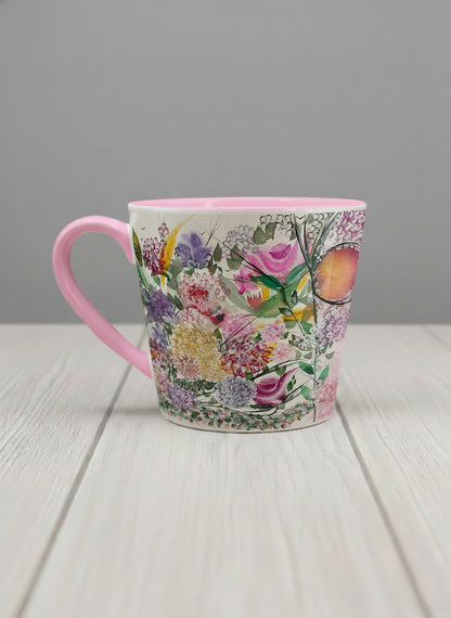 Conical Mug | Sweetest Symphony left view mug showing beautiful floral designs by Renee Pupetz - Gallery By Inhesion